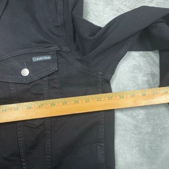 Calvin Klein Black Denim Trucker Jacket For Women XXL Classic Fit d0174 - Picture 7 of 10